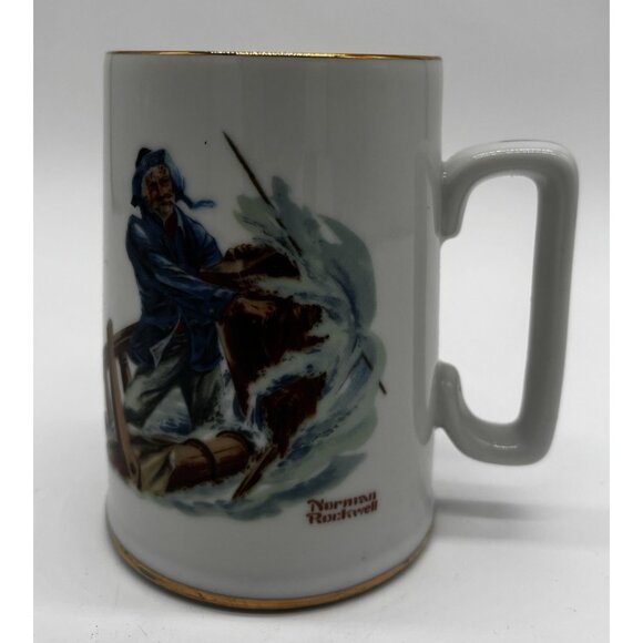 Norman Rockwell Seafarers Collection 1985 Tankard Braving The Storm w/ Box - Picture 4 of 5